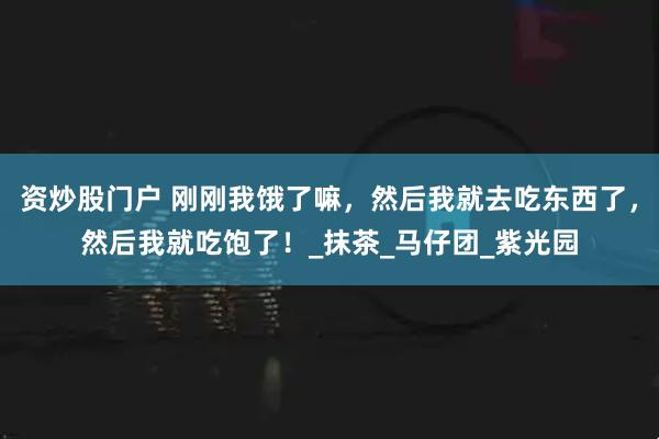资炒股门户 刚刚我饿了嘛，然后我就去吃东西了，然后我就吃饱了！_抹茶_马仔团_紫光园